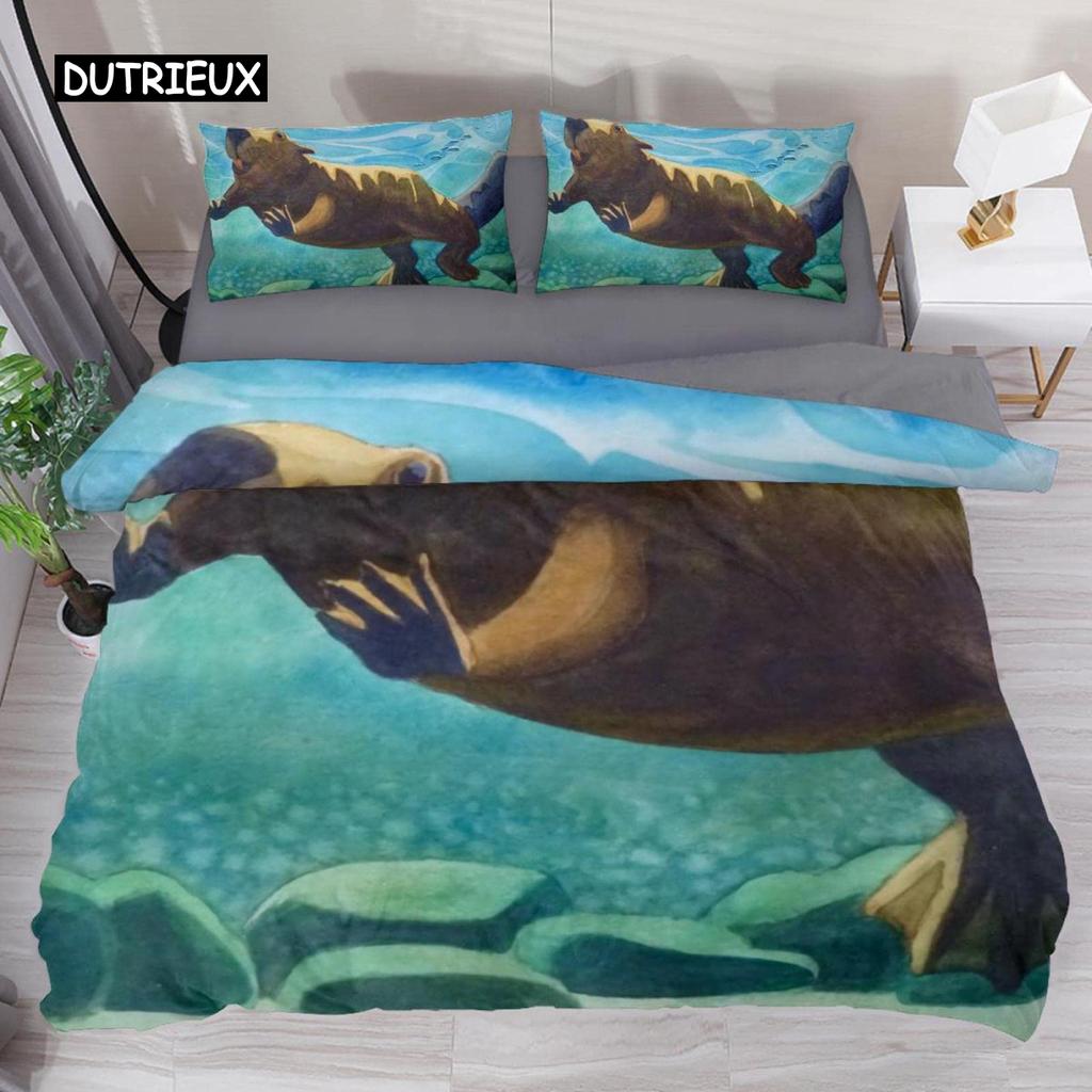 Bettbezug mit Cartoon-Biber, King-Size-Bett, schöne Tier-Bettwäsche-Set, für Kinder, Mädchen, Wildtiere, Polyester, Bettbezug, Kissenbezug