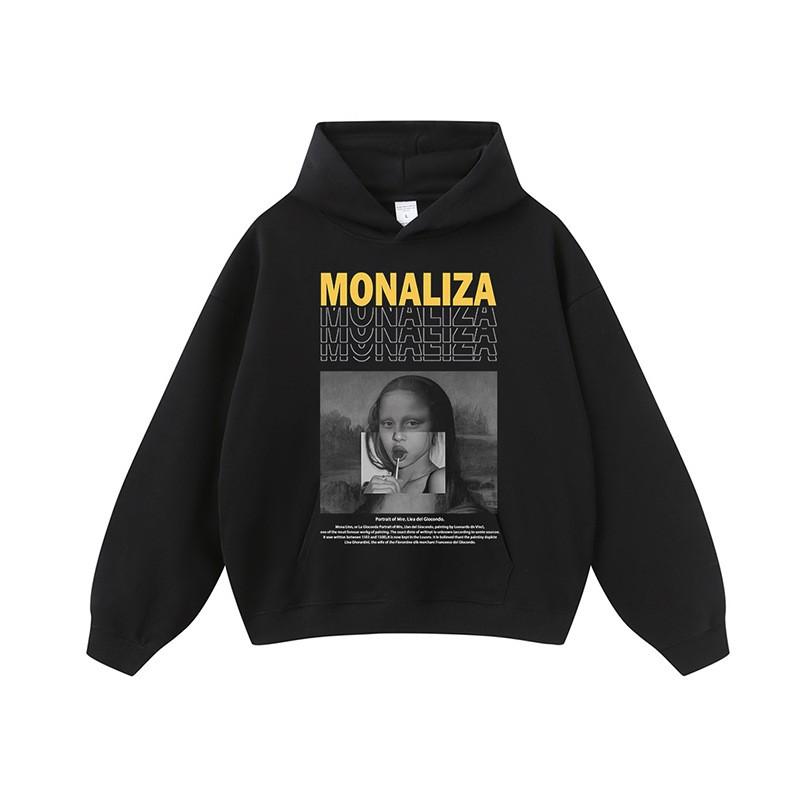 Oversized Vintage Washed Cotton Hoodie With Distressed Print Unisex Streetwear Long Sleeve