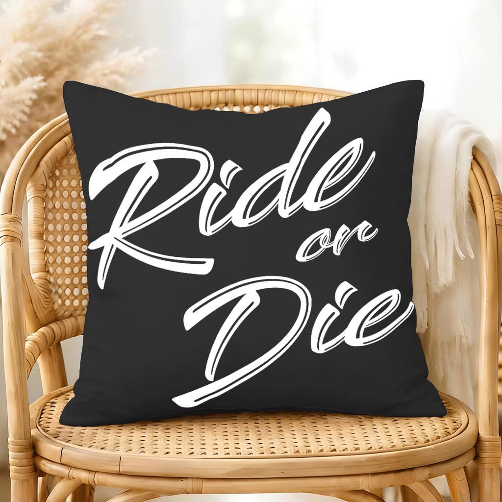 Ride or Die Pillowcase Black White Typography Cushion Cover Biker Gangster Quote Home Decor for Sofa Bedroom Living Room