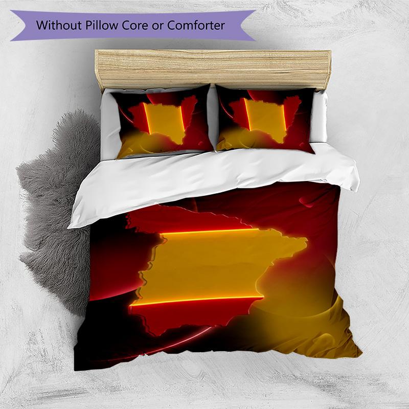Spain Football Printed Bedding 3 Piece Set Cozy Breathable Bed Cover Set As Housewarming Holiday Gift