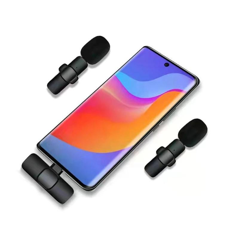 2 In 1 Wireless Lavalier Microphone Portable Audio Video Recording Live Broadcast Gaming for iOS Type C Live Broadcast Game Mic