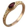 Ancient Gold Pattern Ring with Red Stone - Unique Fashion Design