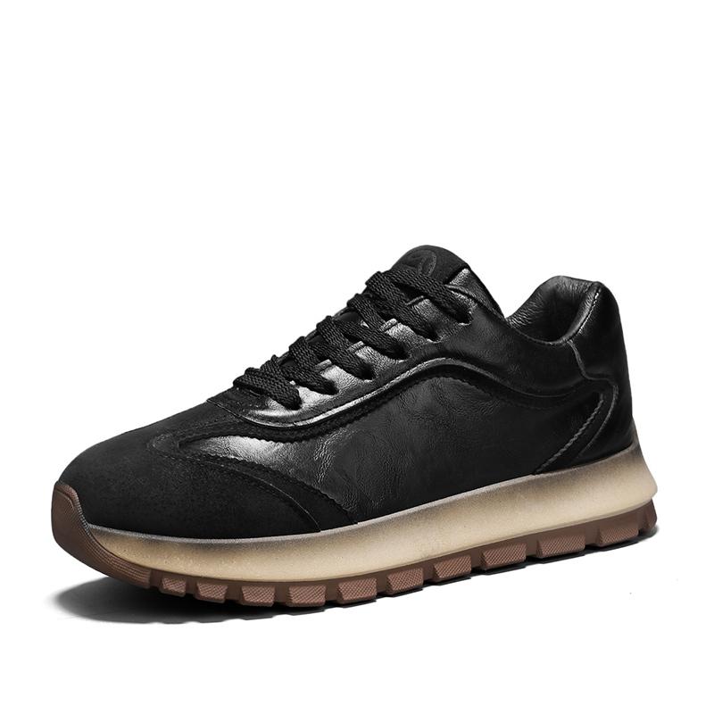 Luxury Black Casual Sneakers for Men Korean Style Street Men Platform Shoes Designer Leather Sports Shoes Men Chunky Sneakers
