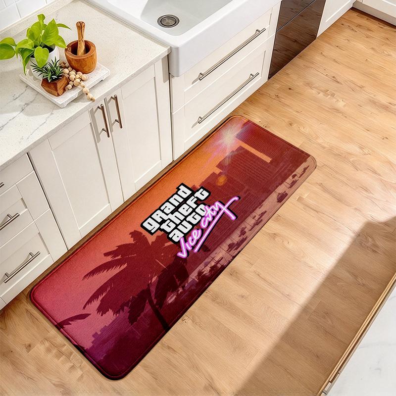 Grand Theft Auto2 Flannel Kitchen Mat Christmas Soft Area Rug Non Slip Floor Carpet Home Decoration