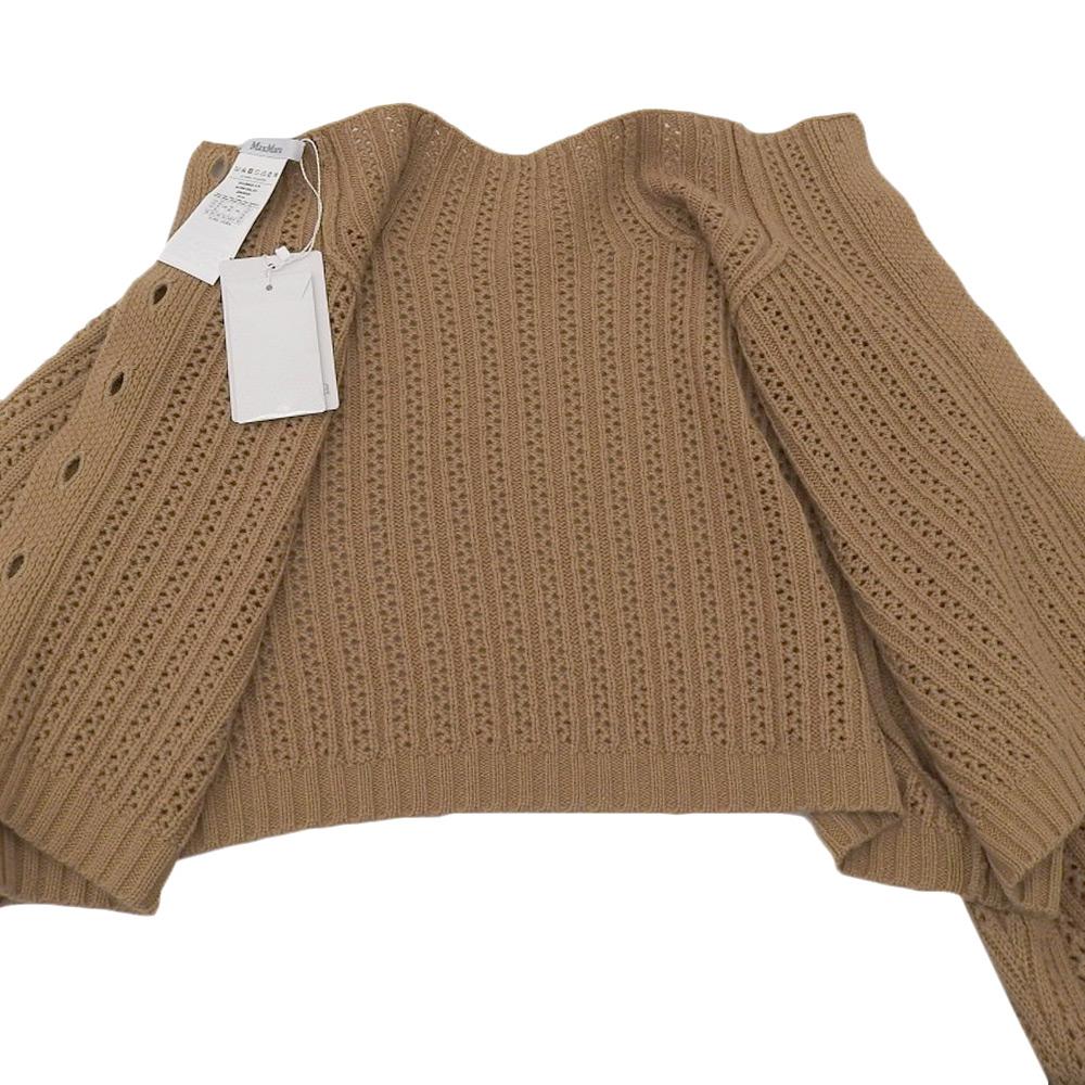 Max Mara Unused Wool Cashmere Cropped Short Cardigan Top for Women, Camel, XS, 2421366021 Tops XS CamelUsed
