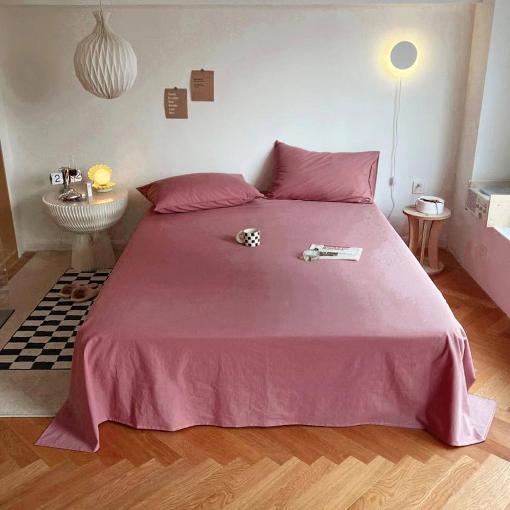 Solid Color Flat Sheet Single/Double/Queen/King/Super King Size Bed Sheet High Quality Washable Bedsheet Bed Linen