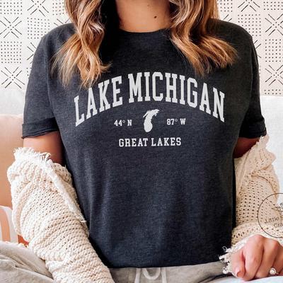 Lake Michigan Shirt, The Great Lakes Map T-shirt, Unisex