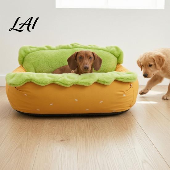 Removable Cover Pet Nest Hot Dog Bed Cozy Cute Washable Comfortable Dachshund Bed Mat Soft Plush for Small Dogs Cats Decorative Living Room