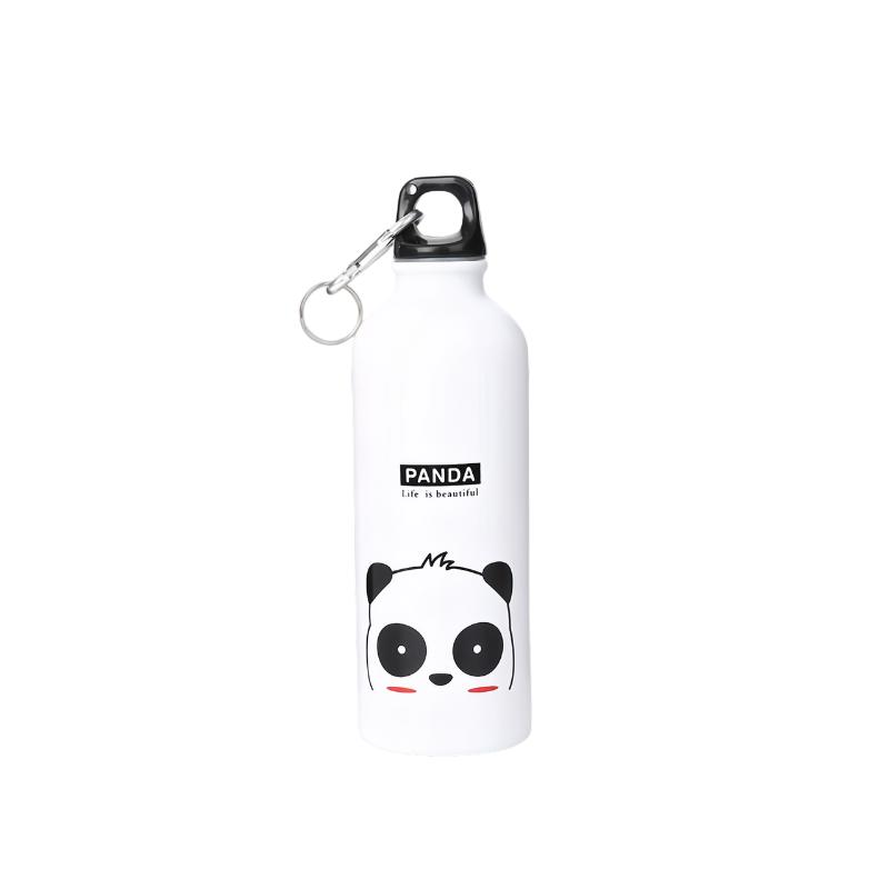 Lovely Animal Outdoor Aluminium Sports Water Bottle for Cycling Camping Hiking Beach School Kids Water Bottle with Handheld Ring