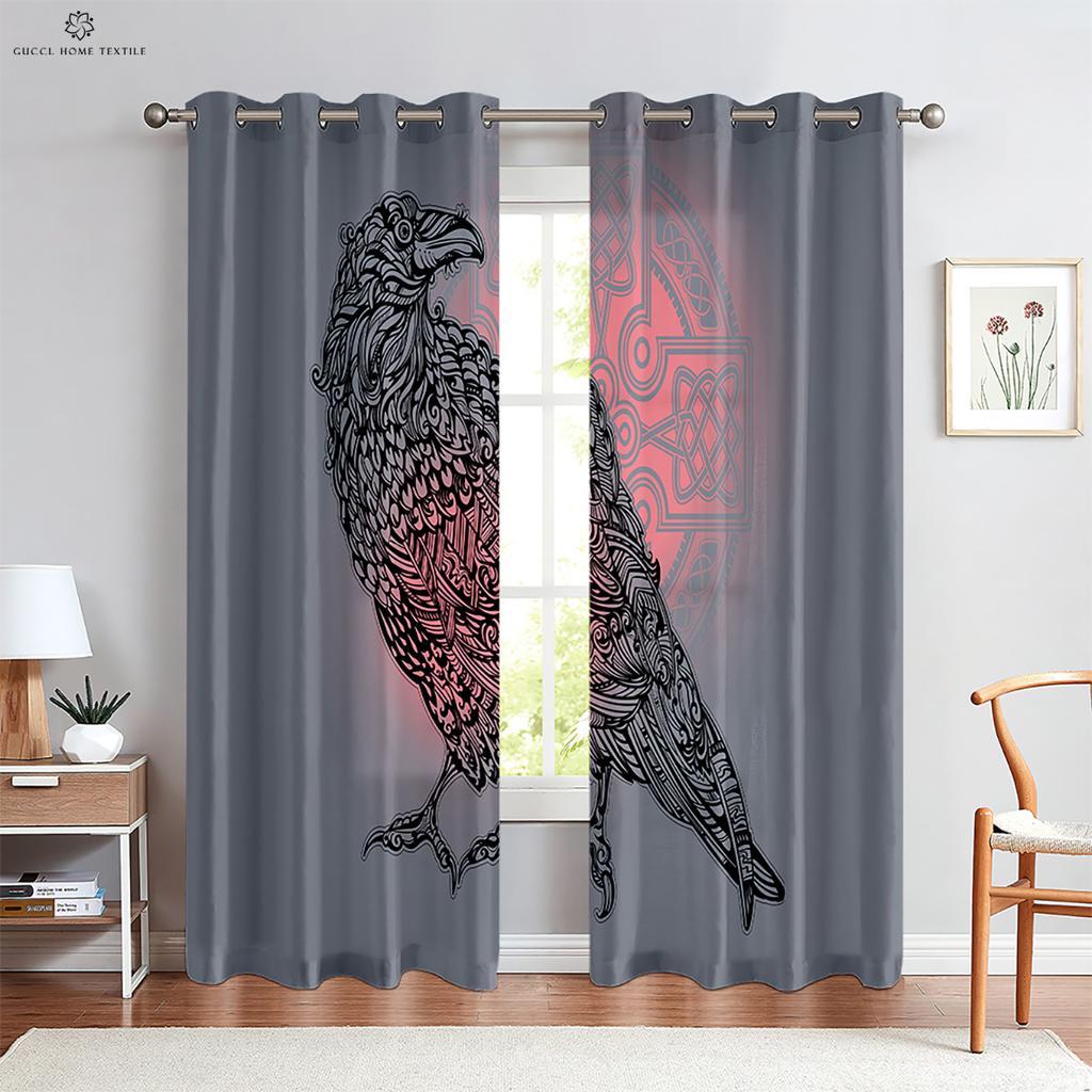 Geometrische Runen Schild Sternbild Bedruckte Vorhänge, Schwarze Vorhänge, Wohnzimmer, Außenbereich, Schlafzimmer, Küche, Fenster, 2 Stück