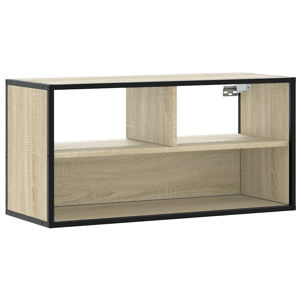 TV Stand in Sonoma Oak Finish 80 x 31 x 39.5 cm Made of Particleboard and Metal