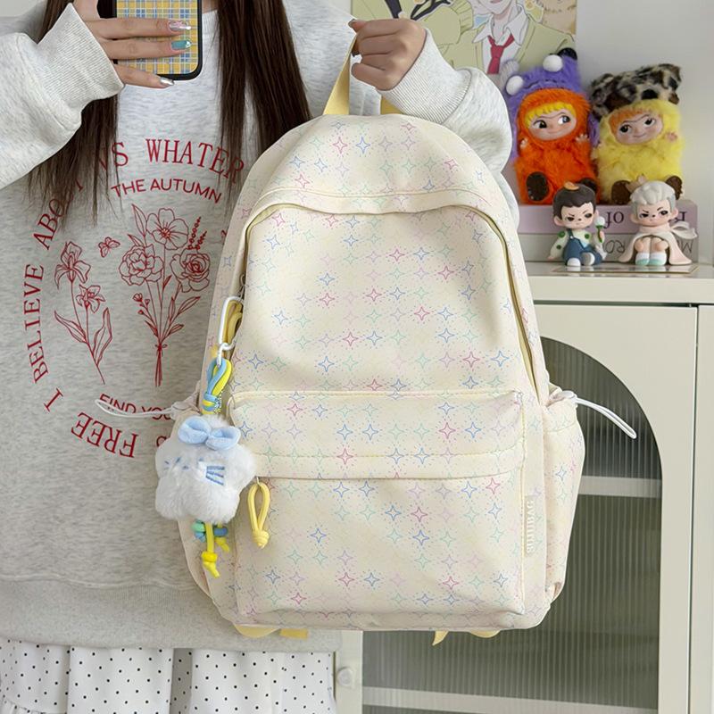 Schoolbag new backpack simple embroidery messenger bag large capacity student schoolbag lightweight multi-layer college student computer bag