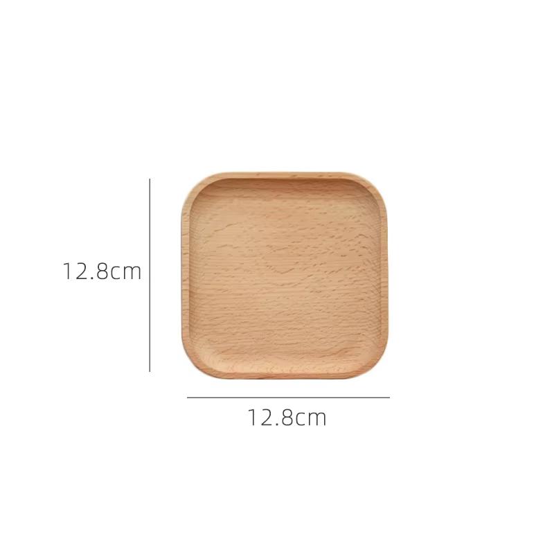 1PC Japanese-Style Tableware Solid Wood Dessert Plate Wooden Tray Snack Plate Fruit Plate Beech Oval Tray Cup Pad Coaster Plate