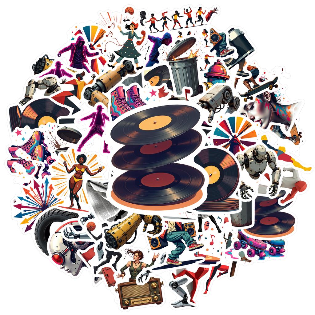 35pcs-100pcs Decals  Waterproof Music Stickers Robot Stickers Vinyl Stickers for Instruments Stationery Phones