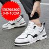 Herren Weiße Lässige Board-Schuhe Leder-Obermaterial Modisches Design Unsichtbare Erhöhung 8CM Neue Outdoor-Freizeit Rutschfest Weiche Lässige Schuhe