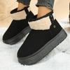 Fashion Color Block Suede Flat Shoes Winter New Round Toe Warm Non-slip Wear-resistant Snow Boots