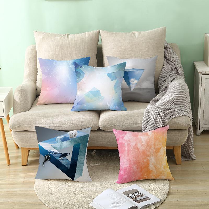 Home Decoration Geometric Space Printed Pillow Cover Colorful and Bright Sofa Cushion Cover