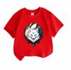 Kids Boys Girls 100% Cotton Short Sleeve T-Shirt, Cool White Nine-Tailed Fox With Blue Neon Mark Print Crew Neck Casual Soft Tee For Children Daily We