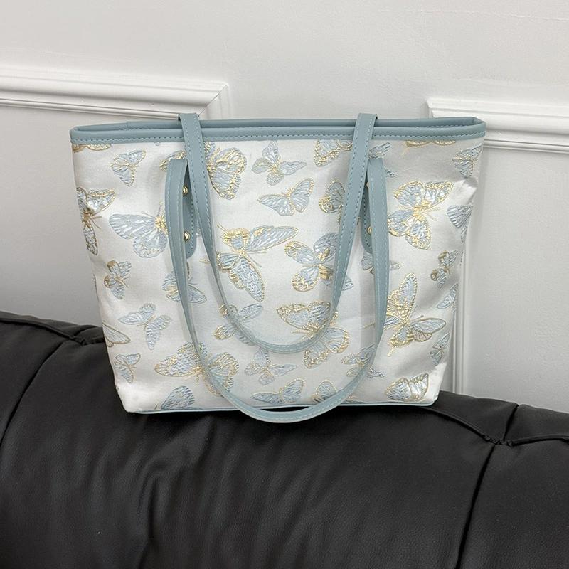 Chinese Butterfly PU Leather Shoulder Bag For Women Large Capacity Underarm Purse Elegant Casual Satchel Handbag KTY