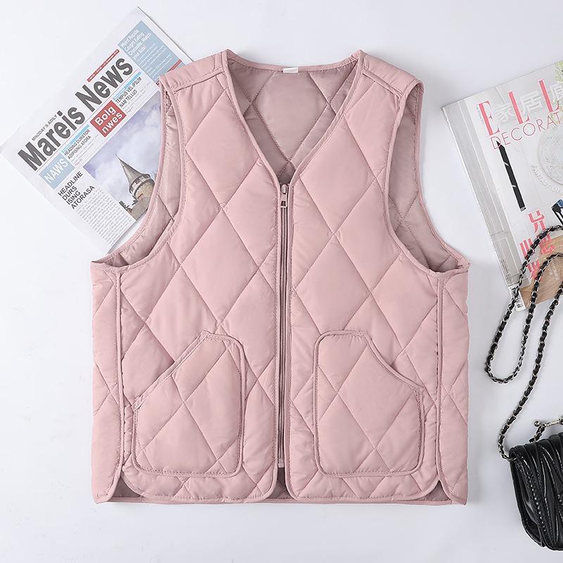 Crew neck quilted warm windproof vest down cotton vest cotton top warm jacket new autumn and winter