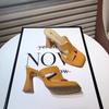 Classic and Elegant High Heel Slippers for Women 2024New Leather Slippers High Heels Hot Selling Summer Casual High Heel Sandals