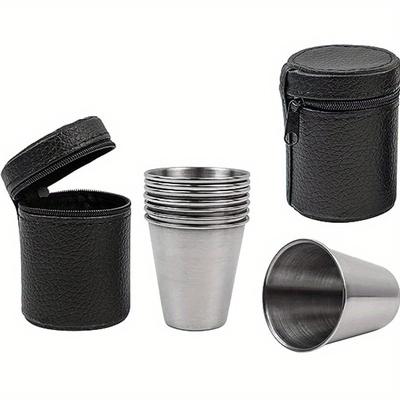 4 Teile/satz 30ml/70ml/170ml Outdoor Praktische Edelstahl Tassen Shots Set Mini Gläser für Whisky Wein mit Etui Tragbare Drinkware Set