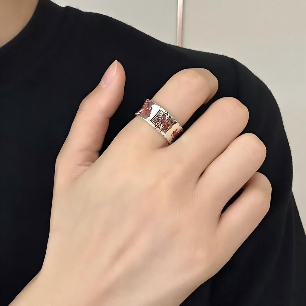Tianshi Adjustable S925 Sterling Silver Retro Taoist Energy Ring for Men and Women