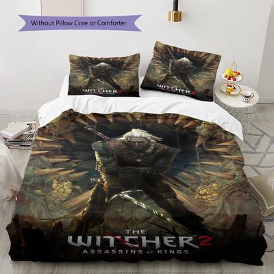 The Witcher 3 Juego de Ropa de Cama Colcha Funda de Colcha Funda de Almohada Decoración del Hogar Regalo de Cumpleaños (1 * funda nórdica + 2 * fundas de almohada, sin núcleo)