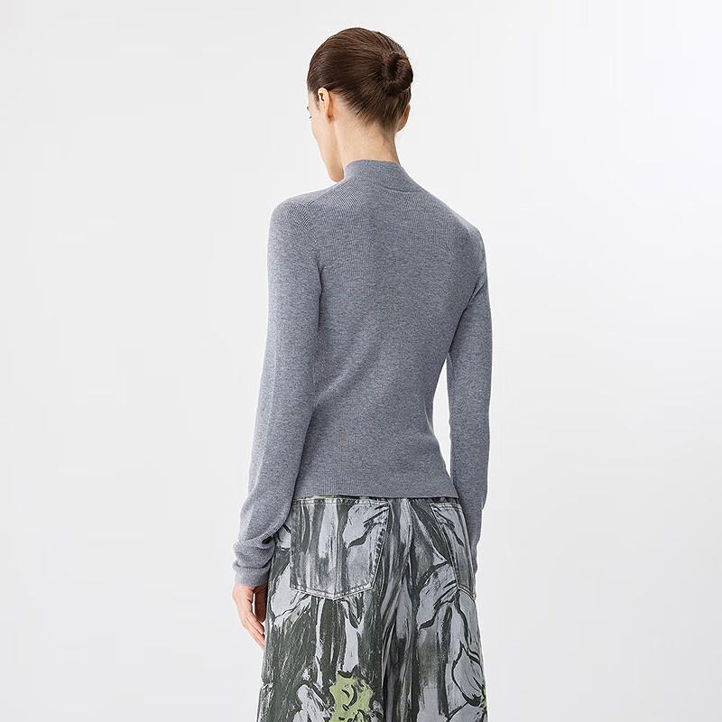 JNBY 2025 Spring Mock Neck Wool Blend Knit Sweater