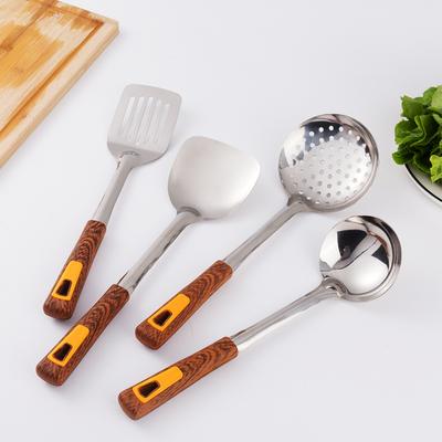 Stainless Steel Cooking Utensils Set with Wooden-like Handle Daily Kitchen Tools for Home Use