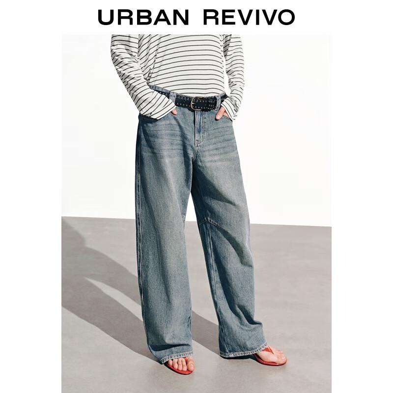 UR Women's Washed Curved-Cut Denim Jeans