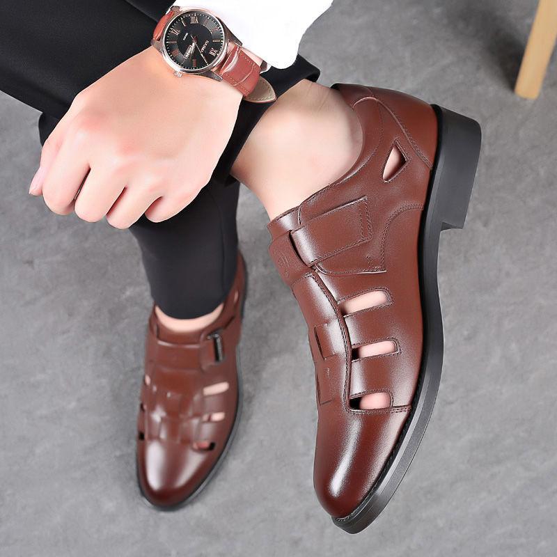 Sandals men's leather soft leather casual leather sandals men's breathable non-slip shoes