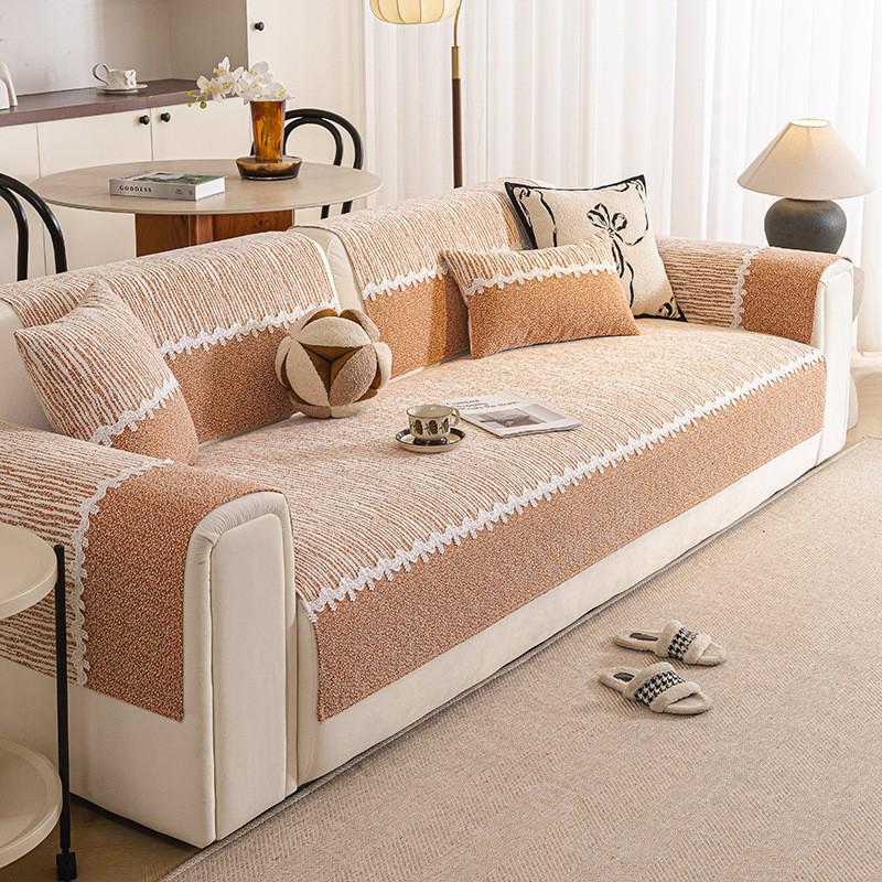 Chenille Non-Slip Sofa Cushion: Dirt & Cat Scratch Resistant, Minimalist Light Luxury, All-Season Universal Cover.