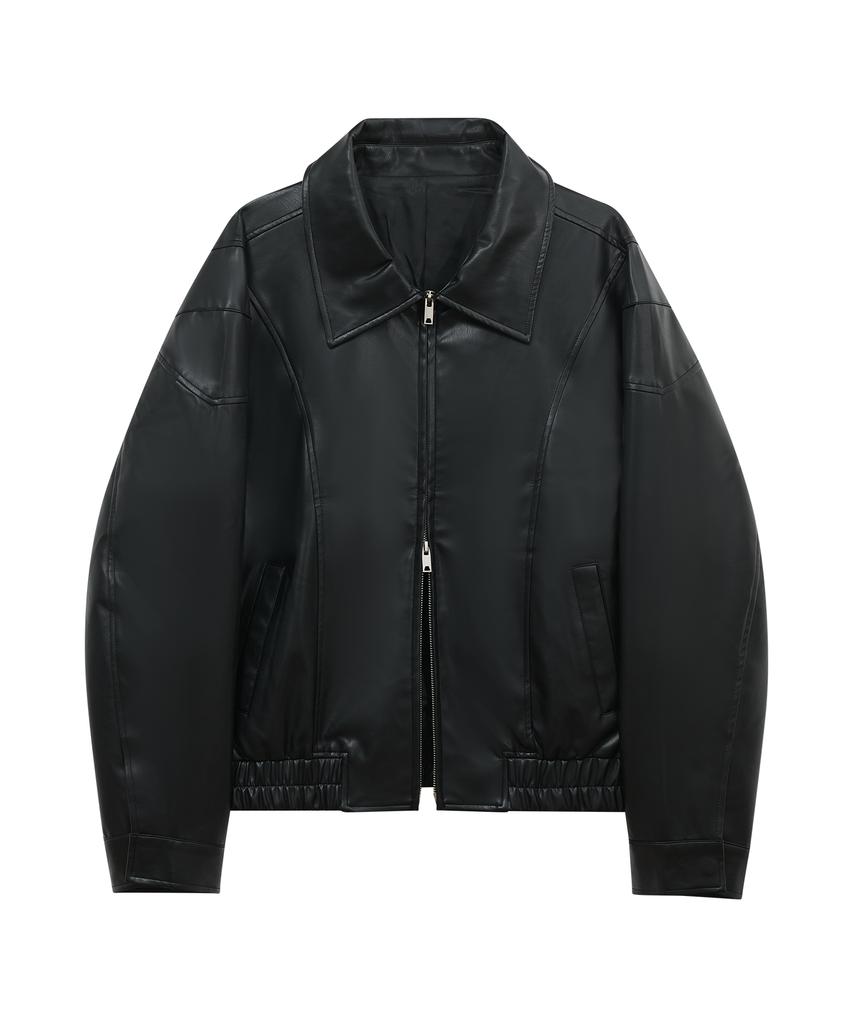 Standarderror 87-Stan062 Layer Line Leather Blouson Jacket Black