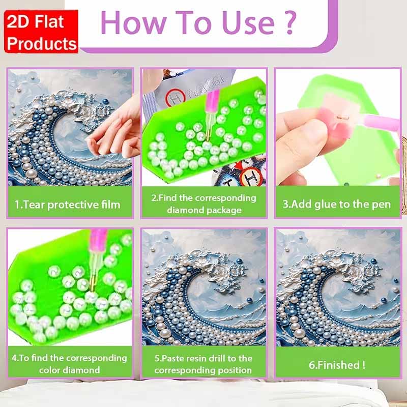 DIY Wave Pearl Diamond Art Kits Without Frame 30x40cm Gem Art Diamond Painting Kits for Adults/Beginners Gift Idea Home Wall Decor