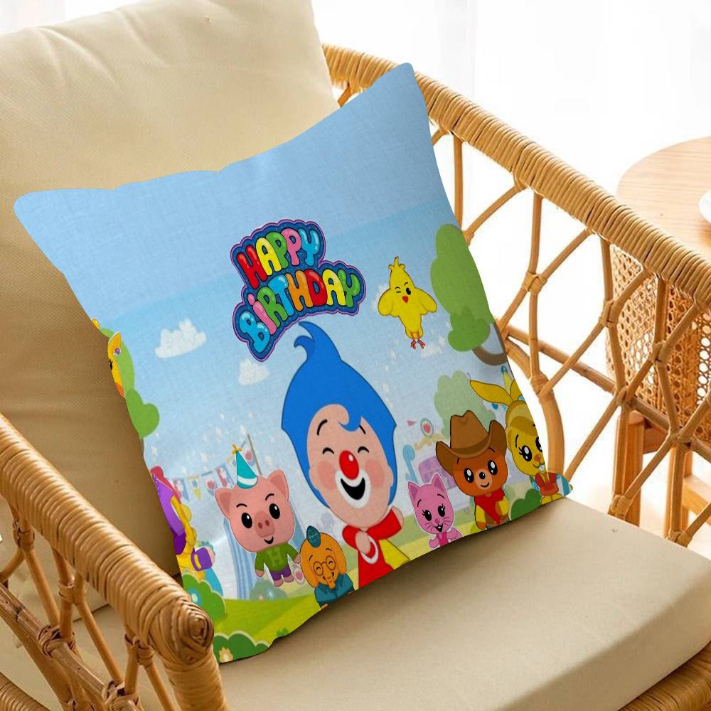 Housse de coussin de Noël Plim Plim dessin animé Housse de coussin jeté de voiture pour canapé voiture Cadeau de Noël 40x40cm