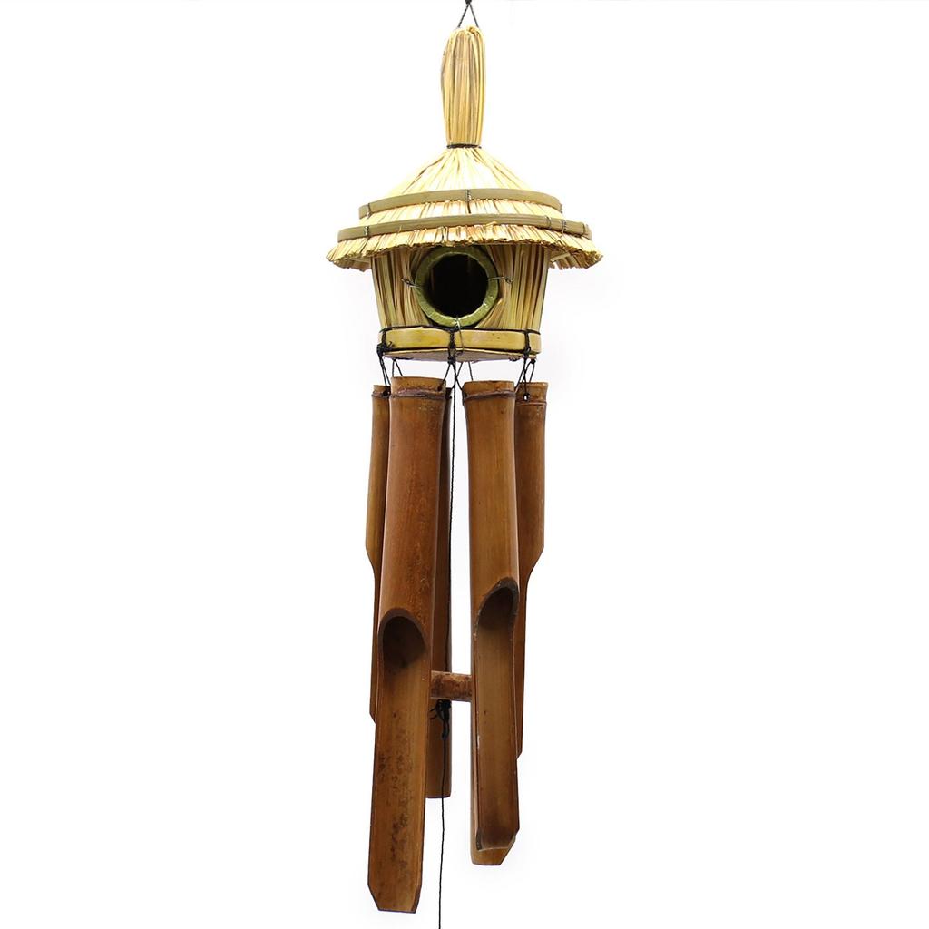 Bird Box Round Seagrass With Chimes 45x17cm