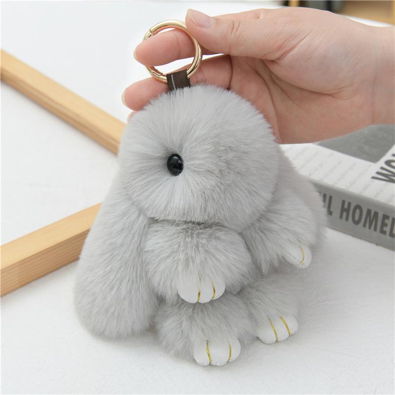 Cute Bunny Plush Pendant Keychain - Rex Rabbit Ornament