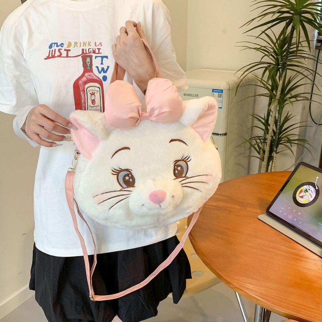 Cute The White Aristocats Cartoon Large Capacity Plush Backpack For Daily Use