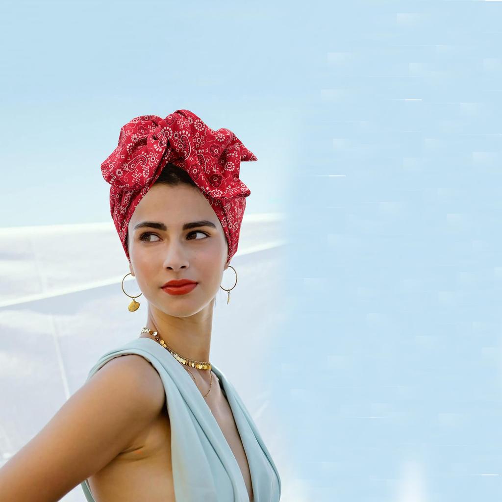 French Vintage Twist Turban Hat Fashion Female Cotton Bandana Headband Women'S Hair Cover Cap Floral Print Lady Head Wraps