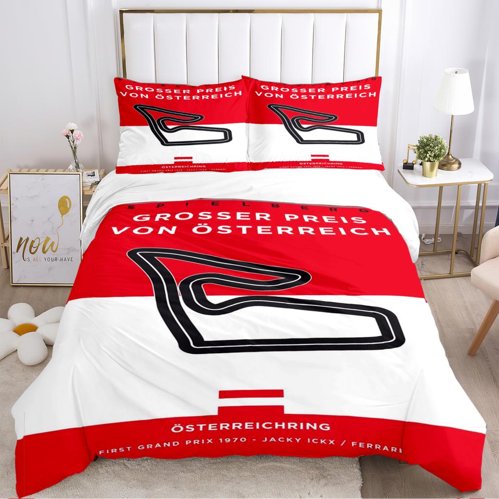 F1 International Track Duvet Cover Comforter Bedding Set Soft Quilt Cover and Pillowcases for Teens Boy Single/Double/Queen/King