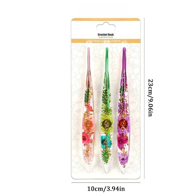 Resin Crochet Hooks Ergonomic Stylish Floral Craft Yarn Weave Knitting Needles Crochet Kit For Blanket Doll Hat Scarf