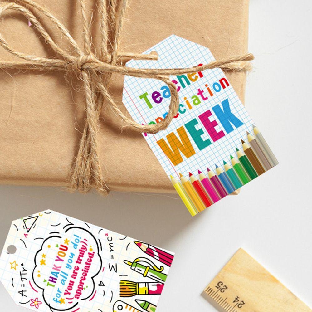 60pcs Cute Teachers Appreciation Week Tags Blessing Cupcake Tags  Teachers' Day Supplies
