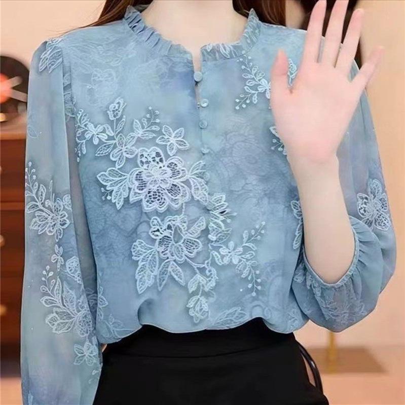 Chiffon Seven-Sleeve Summer 2026 Top for Middle-Aged & Elderly Women - Breathable, Fashionable Mother's Wear