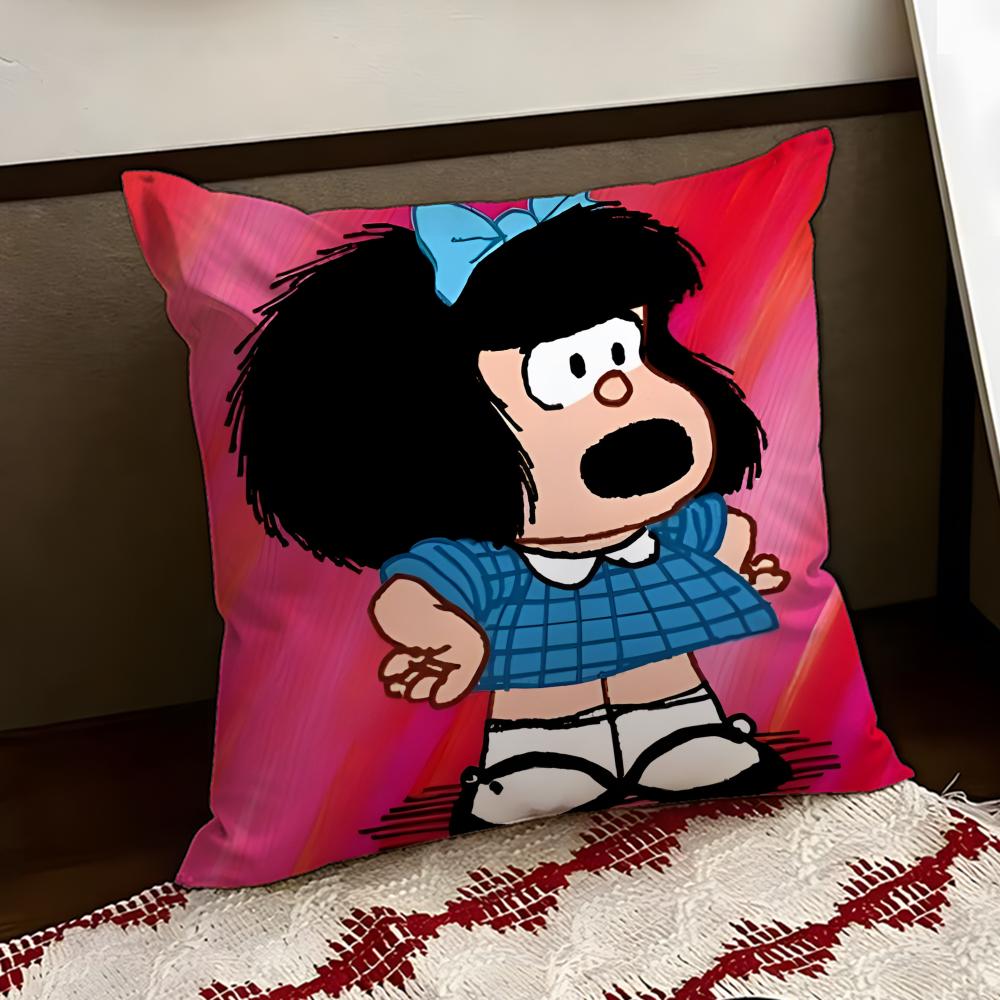 Cartoon MMafalda Cushion Cover Reversible Soft Durable Pillow Cover Home Car MultiScene Use for Daily Comfort