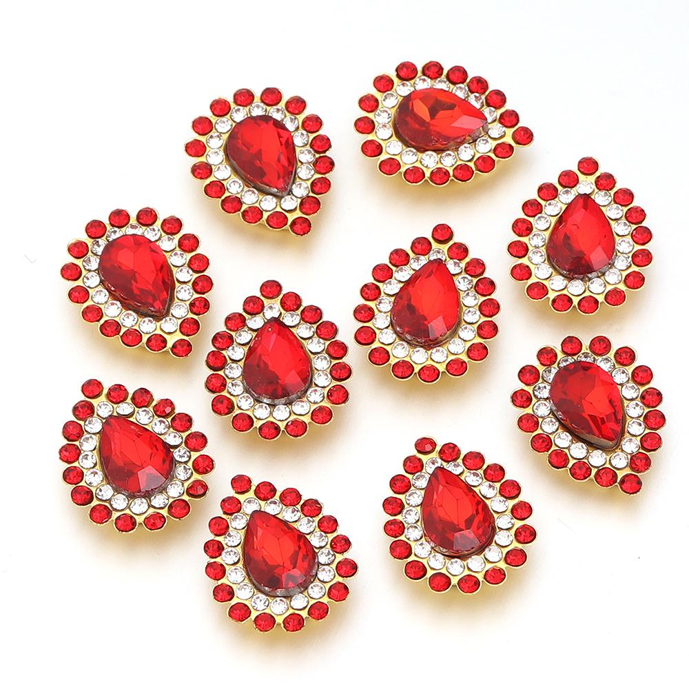 10pcs/lot Sunflower Waterdrop Rhinestones Metal Gold Claw Bottom Acrylic Rhinestones Beads DIY Earrings Headwear Jewelry Making