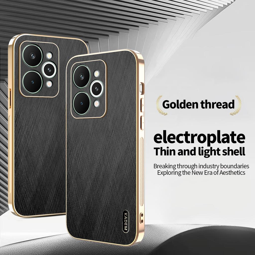 For Realme 15 Pro 5G Case Electroplating Silk Texture PU+TPU Phone Back Cover