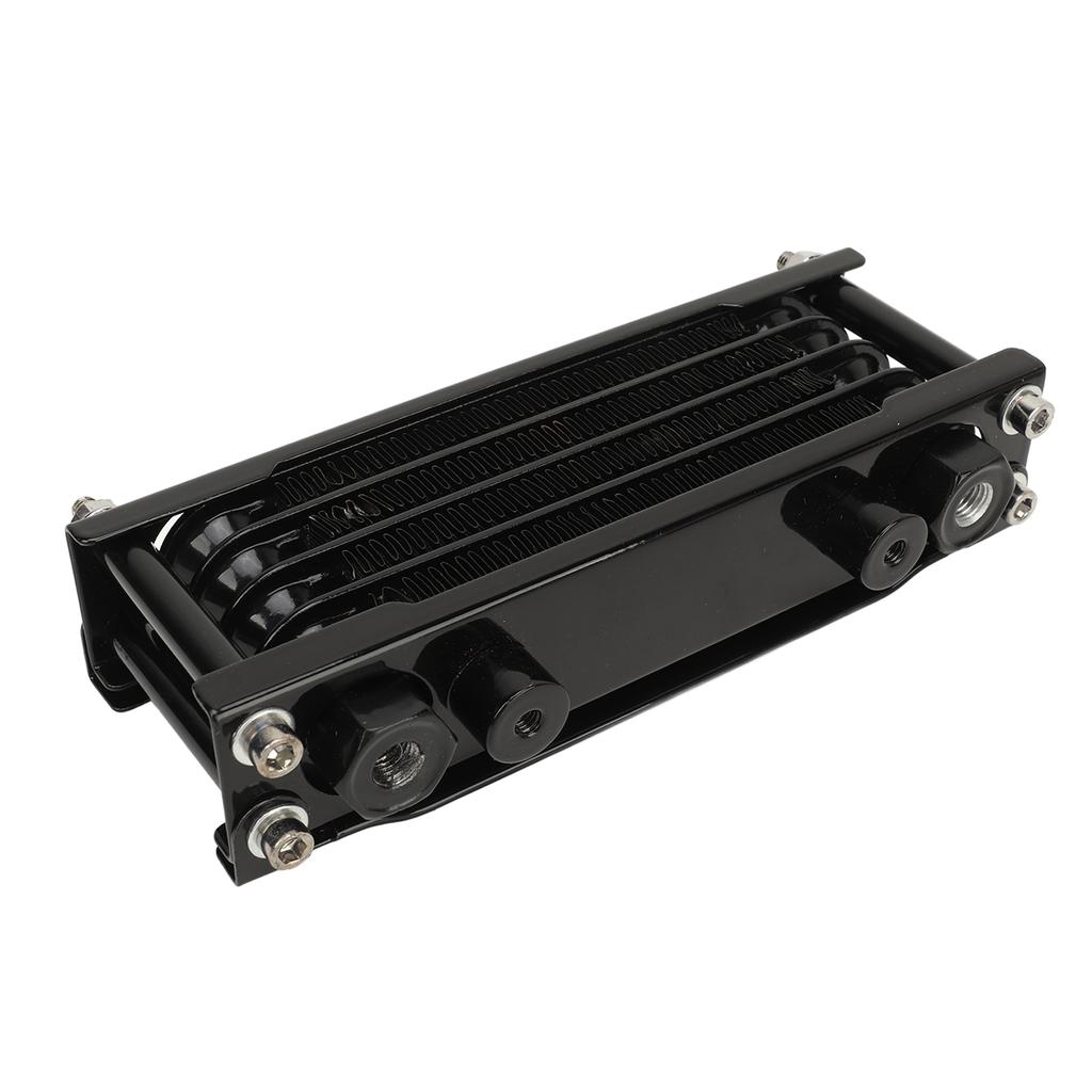17PCS Motorcycle Oil Cooler Radiator Set Aluminum 4 Row Engine Oil Cooling Kit Replacement for Monkey 125cc‑140cc Black