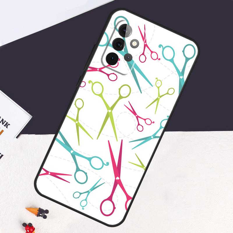 Hair Stylist Scissors Brush Switch Case For Samsung Galaxy A13 A35 A15 A55 A53 A33 A36 A56 A26 A16 A22 A32 A52 A54 A34 A05 A06