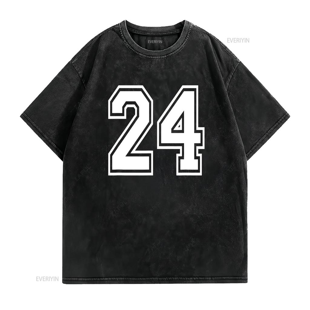 Nummer 24 T-Shirt Geburtstag Varsity Sportteam Trikot vintage gewaschen Unisex Streetwear Designer Kleidung Lässige Mode